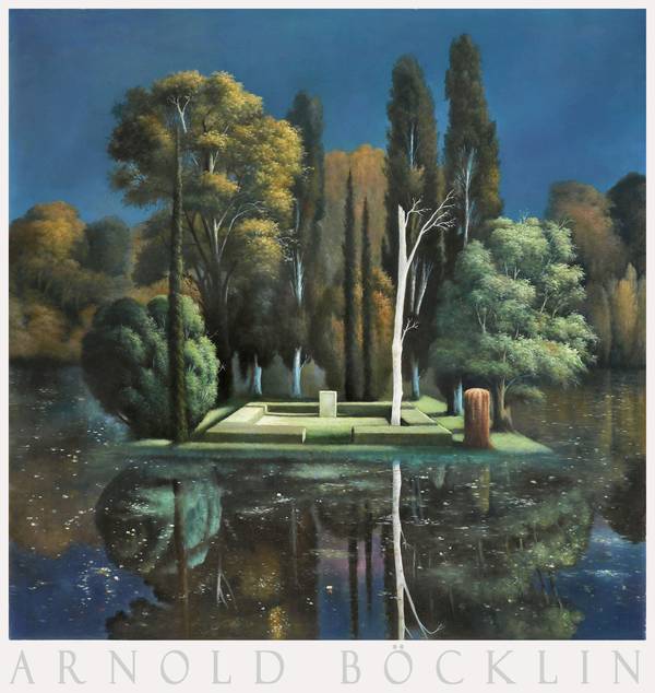 Síremlék - reprint, művészeti plakát Arnold Böcklin  Tájkép